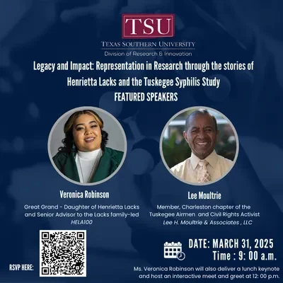 Texas Southern University flyer featuring Lee H. Moultrie